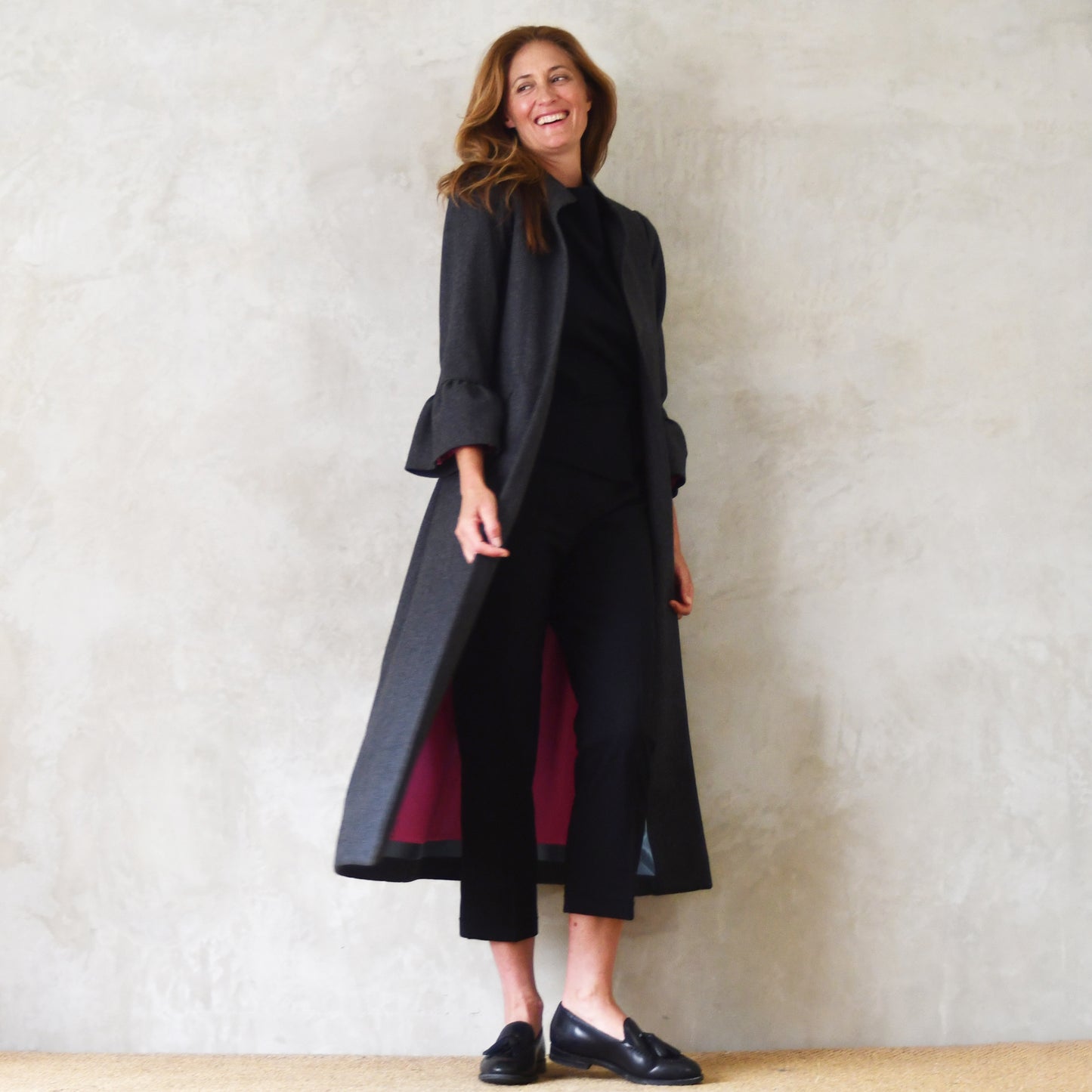 the delany coat in charcoal cashmere-lambswool herringbone flannel image 3