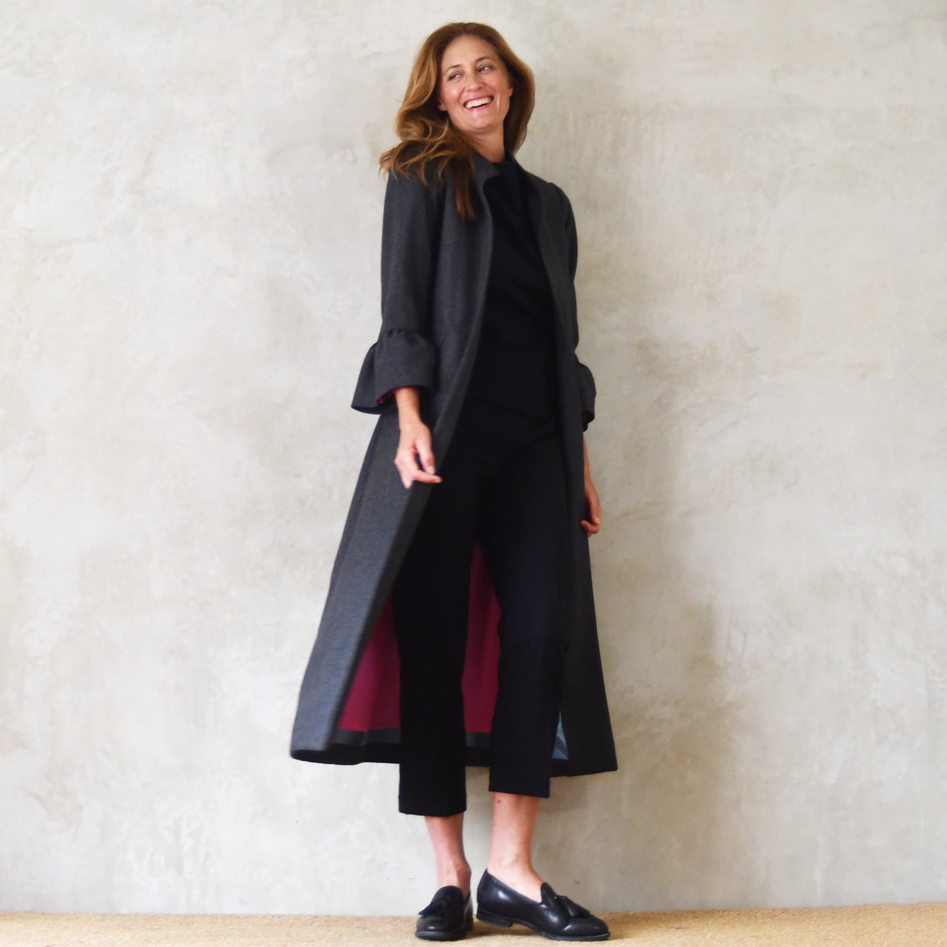 the delany coat in charcoal cashmere-lambswool herringbone flannel image 3