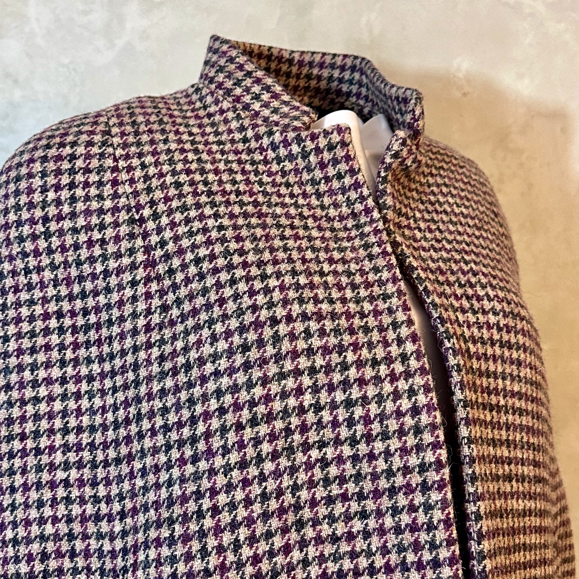 the clayton cape in camel, red and green check lovat tweed image 8