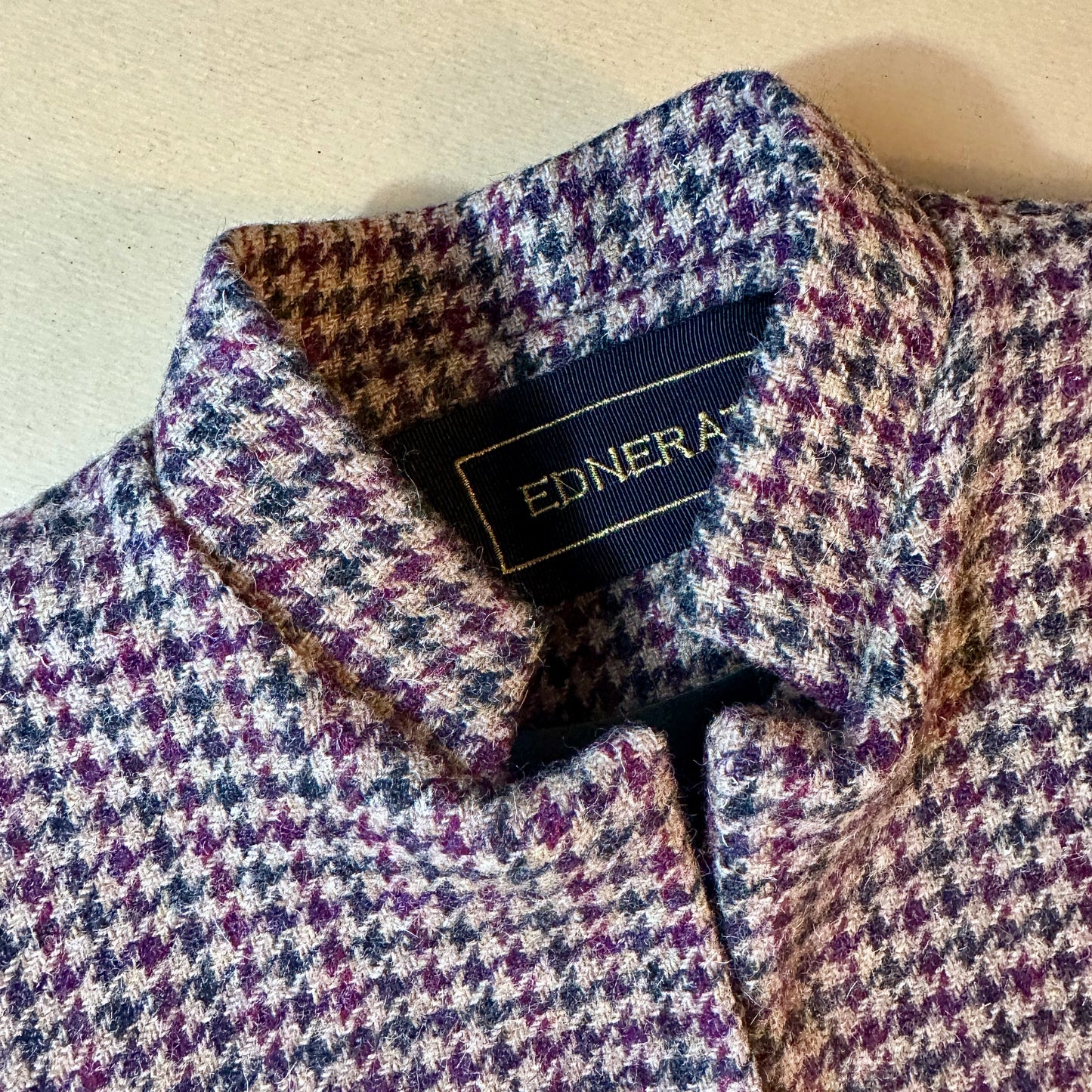 the clayton cape in camel, red and green check lovat tweed image 6