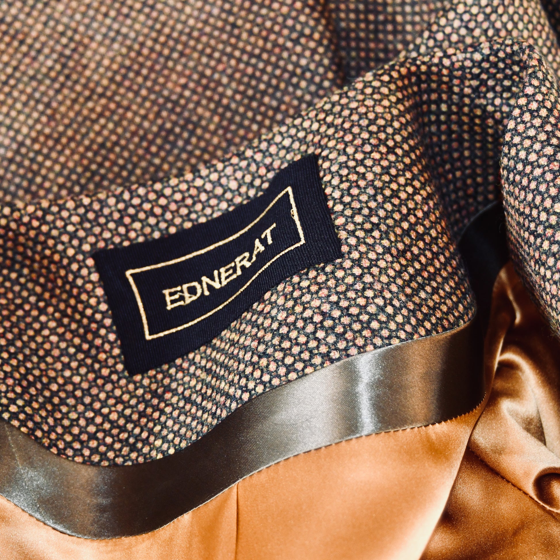 the delany coat in green-orange tiger eye tweed image 11