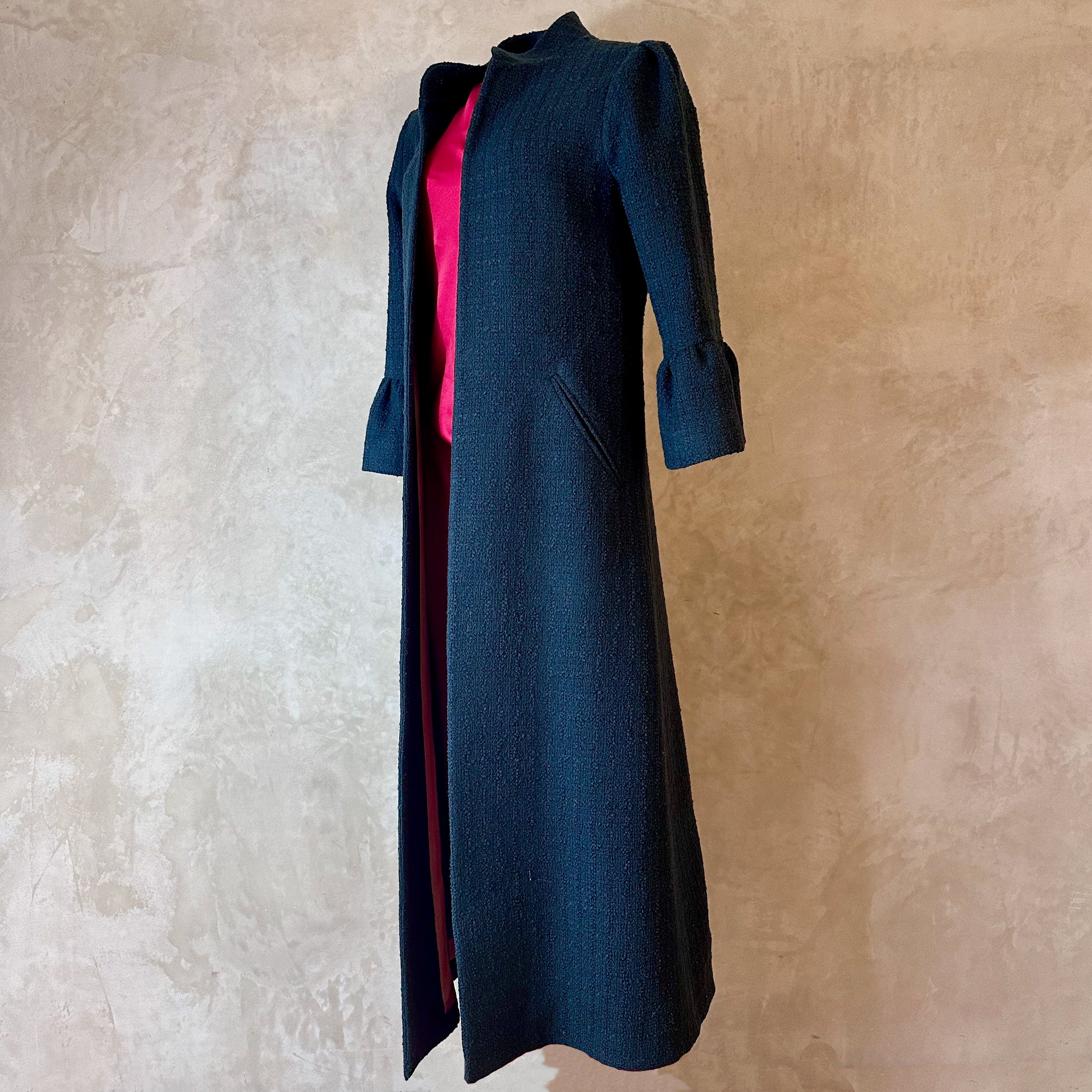 the delany coat in bottle green green wool boucle image 5