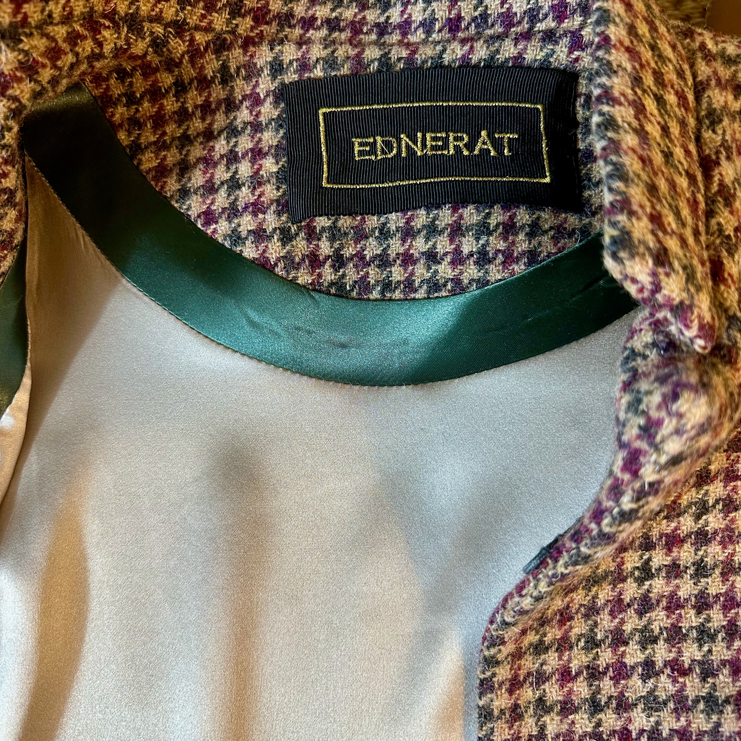 the clayton cape in camel, red and green check lovat tweed image 10