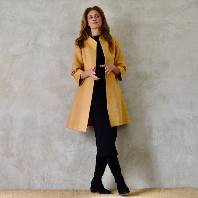 The Ganz Coat in Gold Weave Brocade