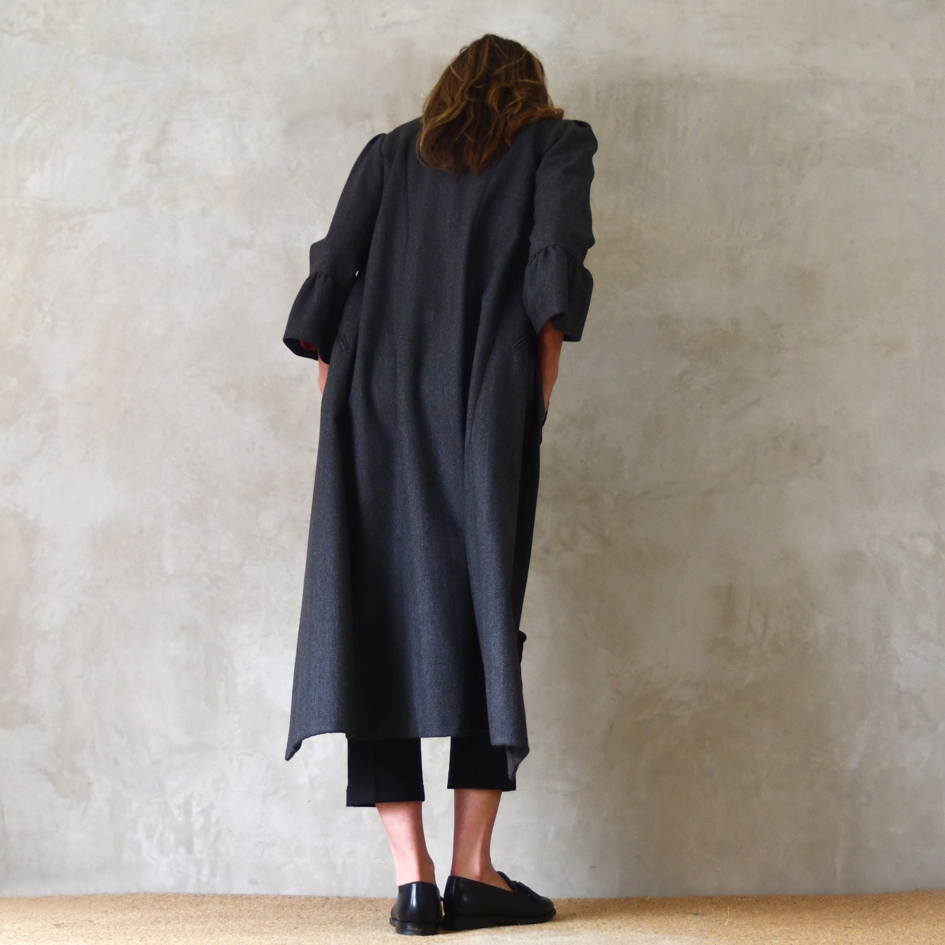 the delany coat in charcoal cashmere-lambswool herringbone flannel image 14