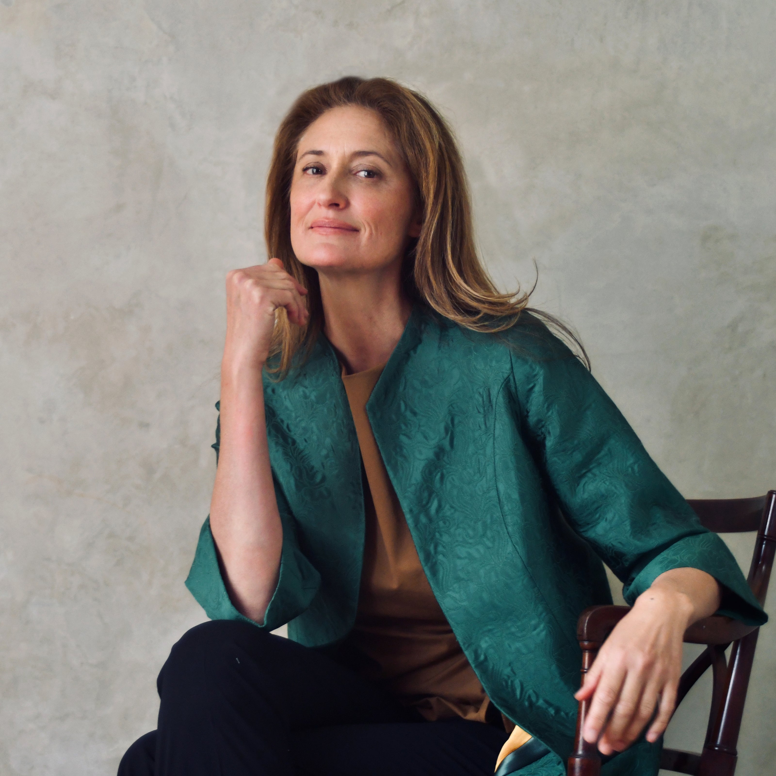 the ganz coat in emerald flower brocade image 2