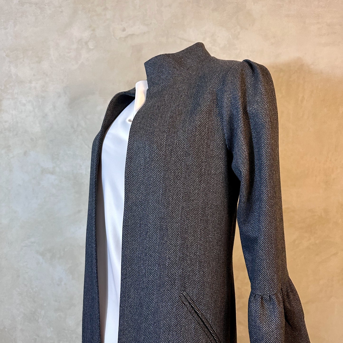 the delany coat in charcoal cashmere-lambswool herringbone flannel image 12