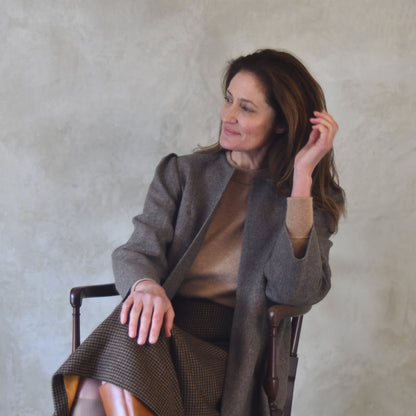 the john coat in fawn merino herringbone flannel image 7