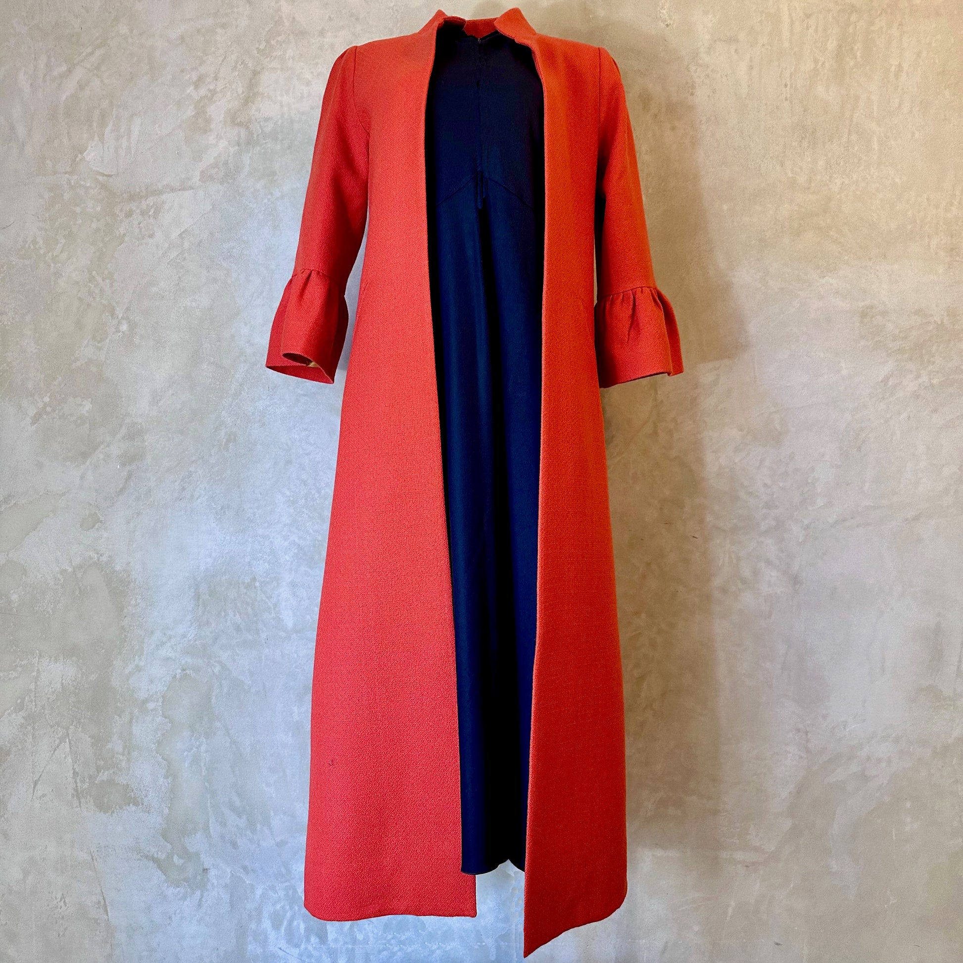 the delany coat in burnt orange wool crepe image 2