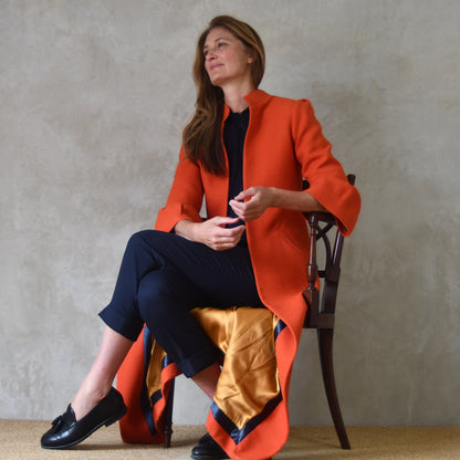the delany coat in burnt orange wool crepe image 10