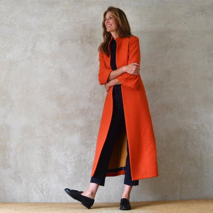the delany coat in burnt orange wool crepe image 0