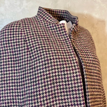 the clayton cape in camel, red and green check lovat tweed image 8
