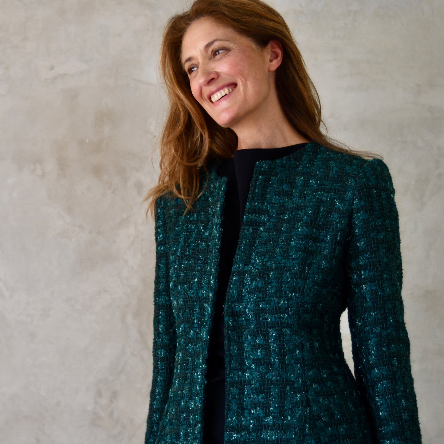 biffin in emerald metallic boucle image 0