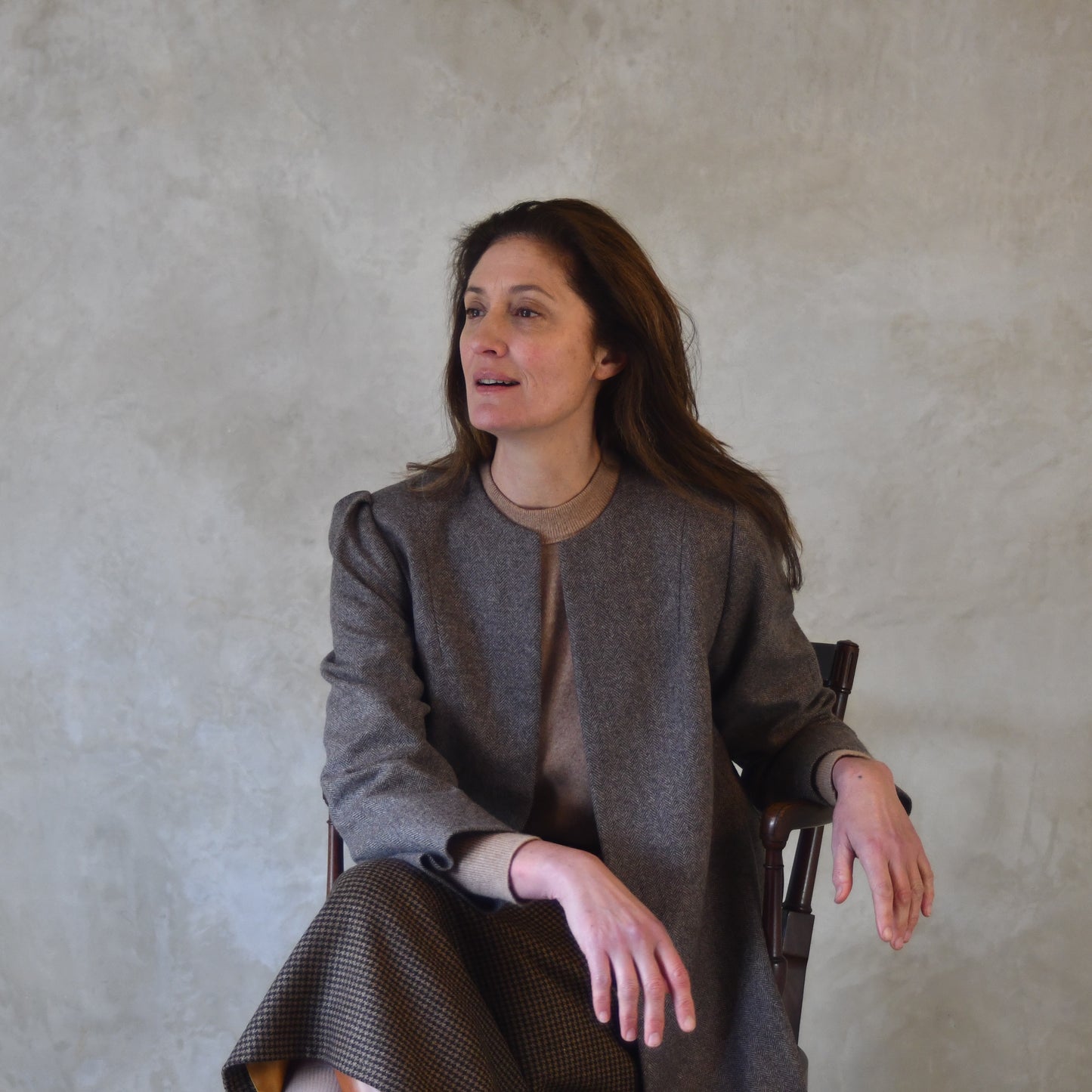 the john coat in fawn merino herringbone flannel image 12