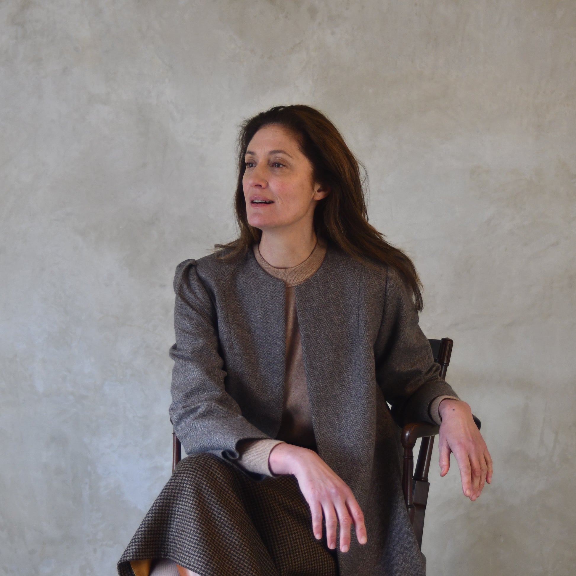 the john coat in fawn merino herringbone flannel image 12