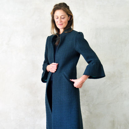 the delany coat in bottle green wool boucle image 1