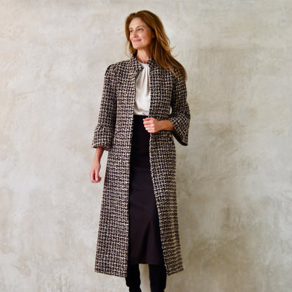 the delany coat in ivory, black, brown and copper bouclé image 2