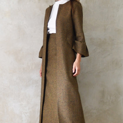 the delany coat in green-orange tiger eye tweed image 5