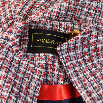 the long frink in red, ecru and navy wool boucle image 10