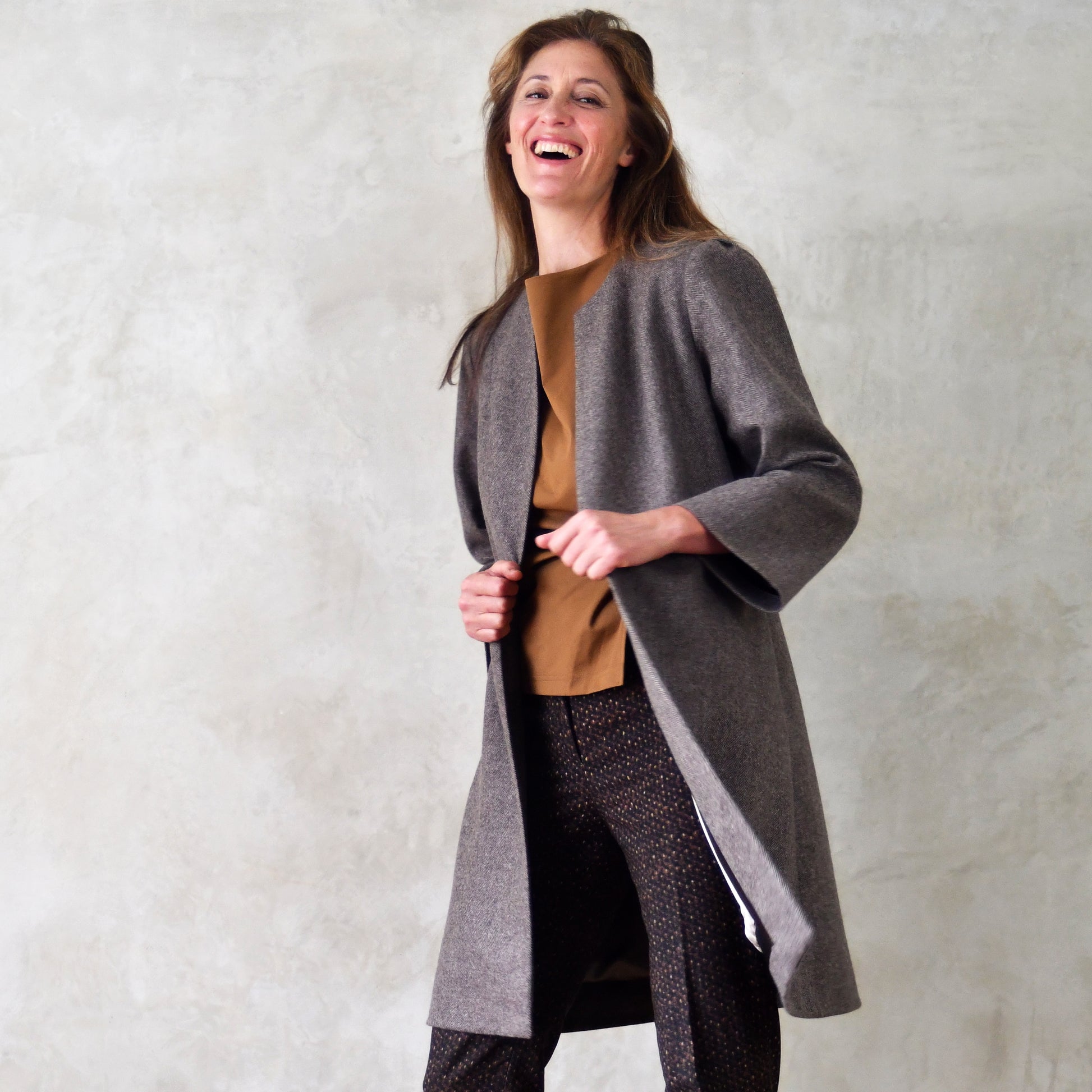 the john coat in fawn merino herringbone flannel image 1
