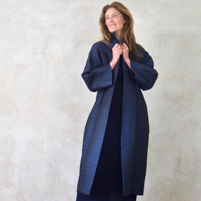 10 – The Long Frink in Dark Navy Bubble Brocade