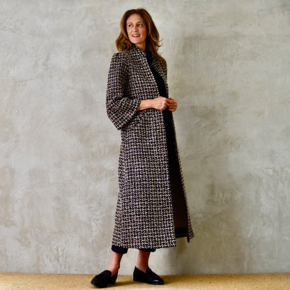 the delany coat in ivory, black, brown and copper bouclé image 6
