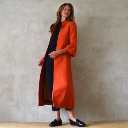 the delany coat in burnt orange wool crepe image 5