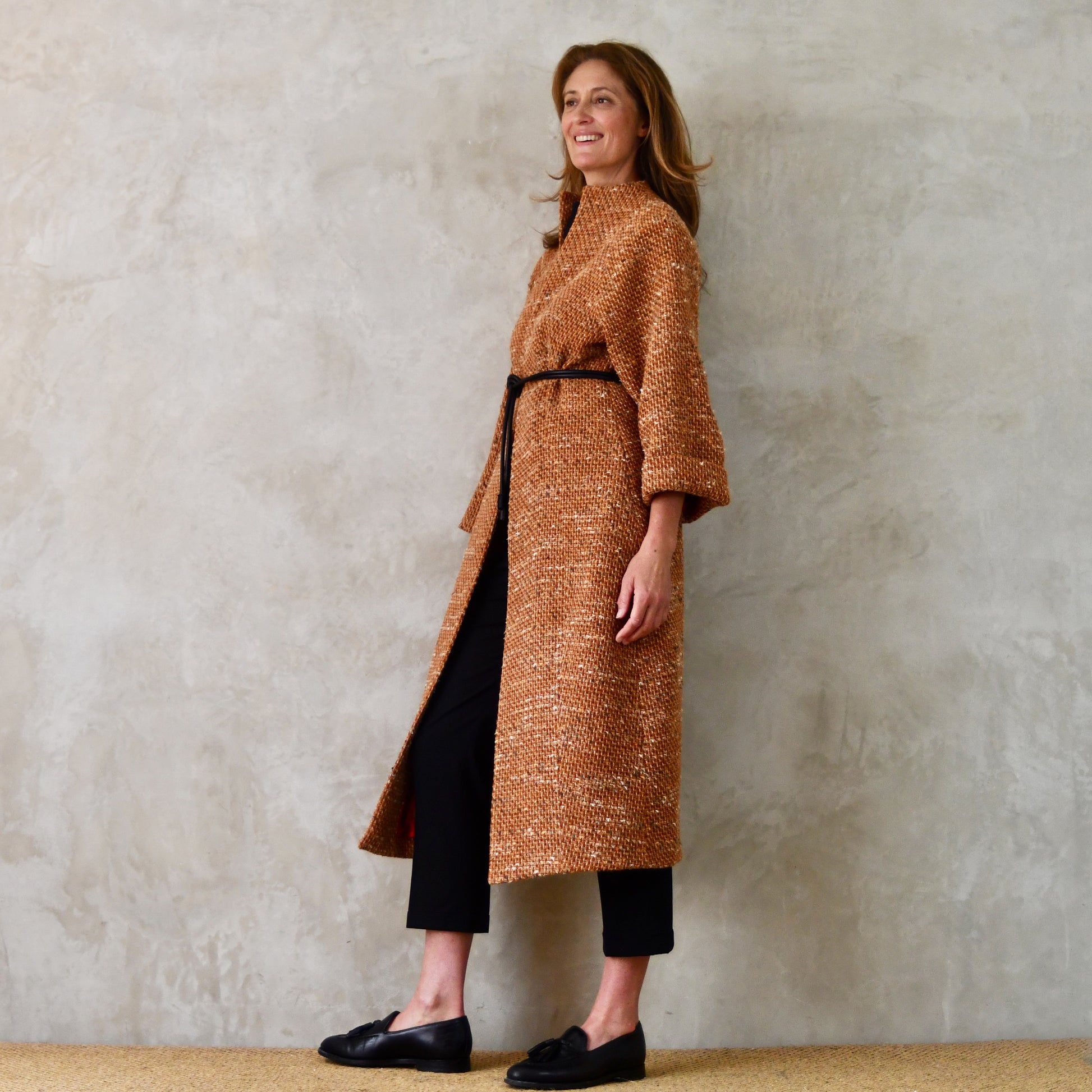 the long frink in burnt orange wool boucle image 12