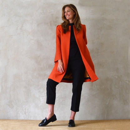 the john coat in burnt orange wool crepe image 4