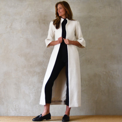 the delany coat in white silk boucle image 4