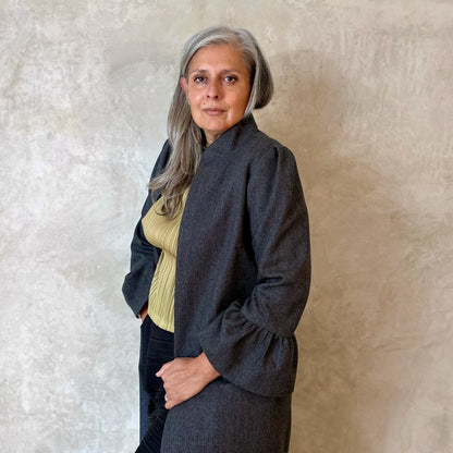 the brett coat in brown-black cashmere-lambswool herringbone flannel image 6