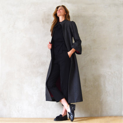 the delany coat in charcoal cashmere-lambswool herringbone flannel image 3