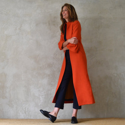 the delany coat in burnt orange wool crepe image 9