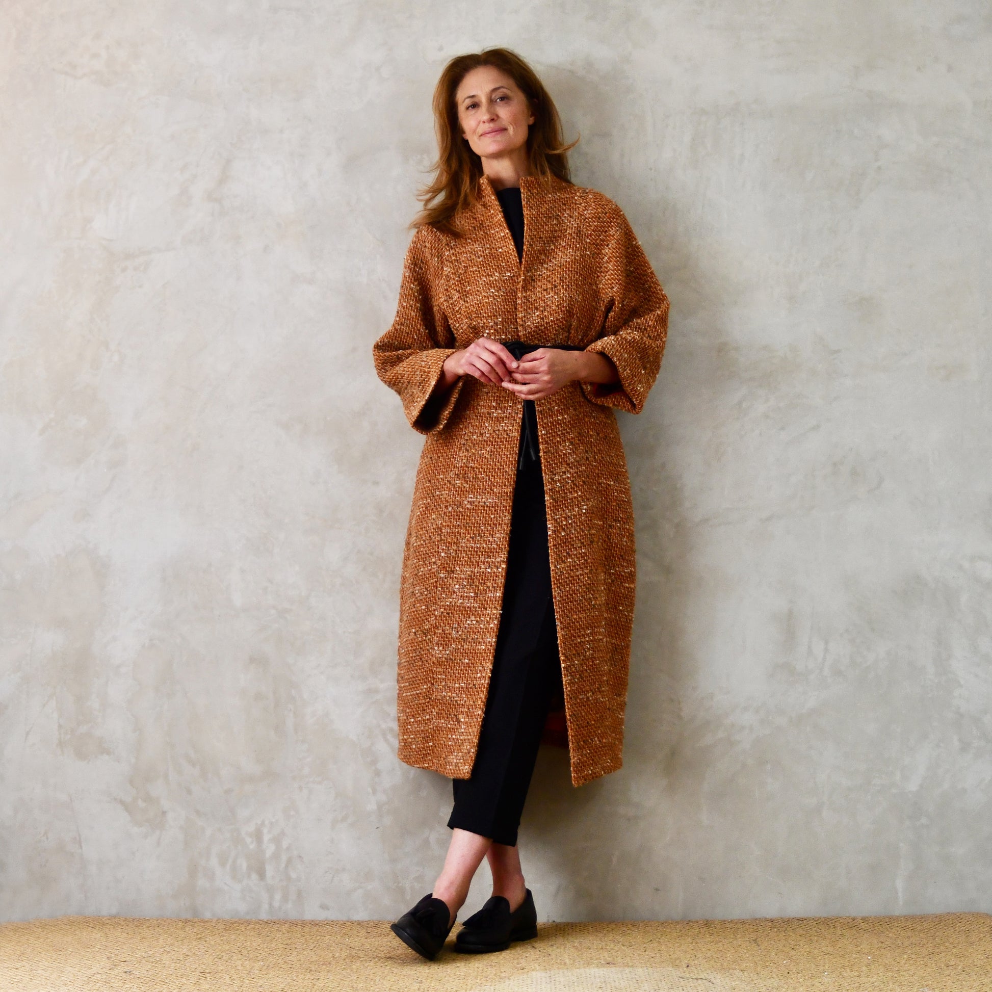 the long frink in burnt orange wool boucle image 11