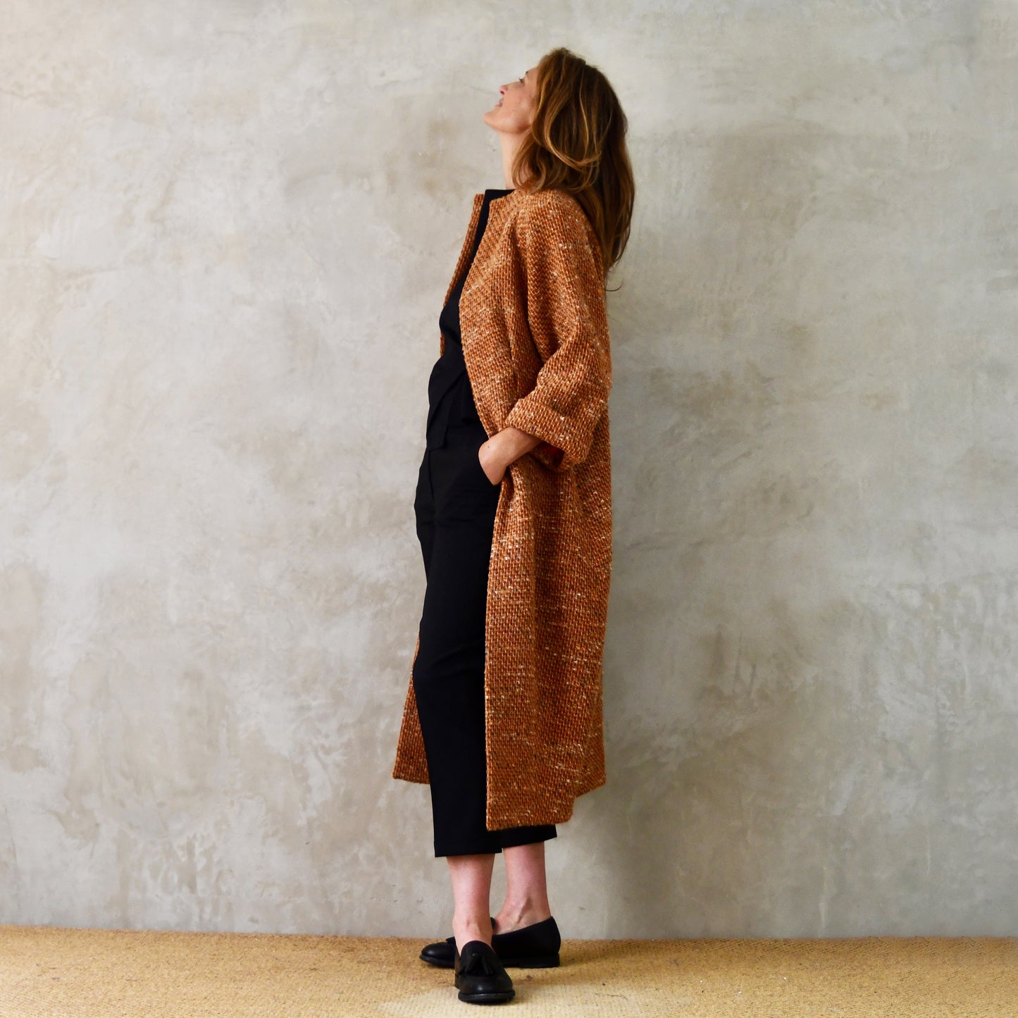 the long frink in burnt orange wool boucle image 6