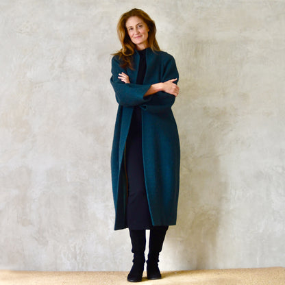 the long frink in bottle green wool boucle image 6