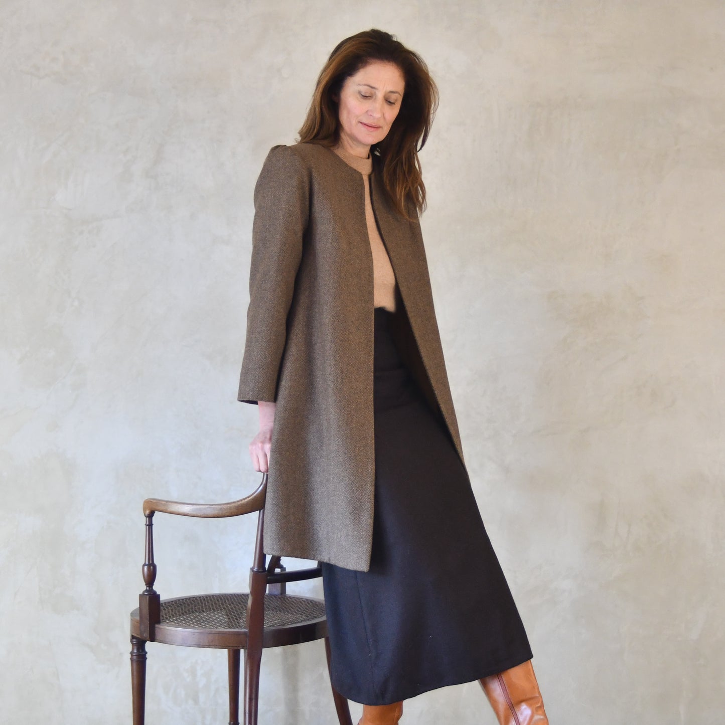 the john coat in lambswool-cashmere mix herringbone image 0