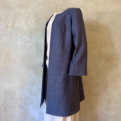 the garnett coat in blue herringbone lambswool tweed image 11