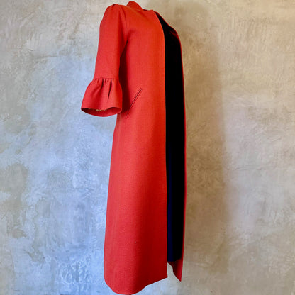the delany coat in burnt orange wool crepe image 12