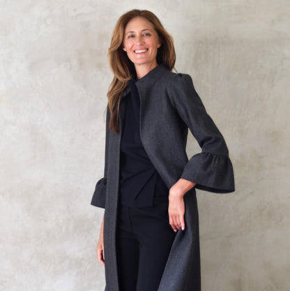 the delany coat in charcoal cashmere-lambswool herringbone flannel image 6