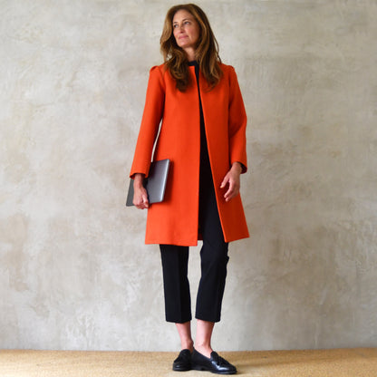 the john coat in burnt orange wool crepe image 9