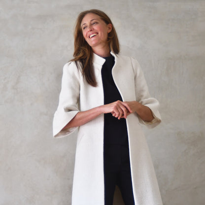 the delany coat in white silk boucle image 7