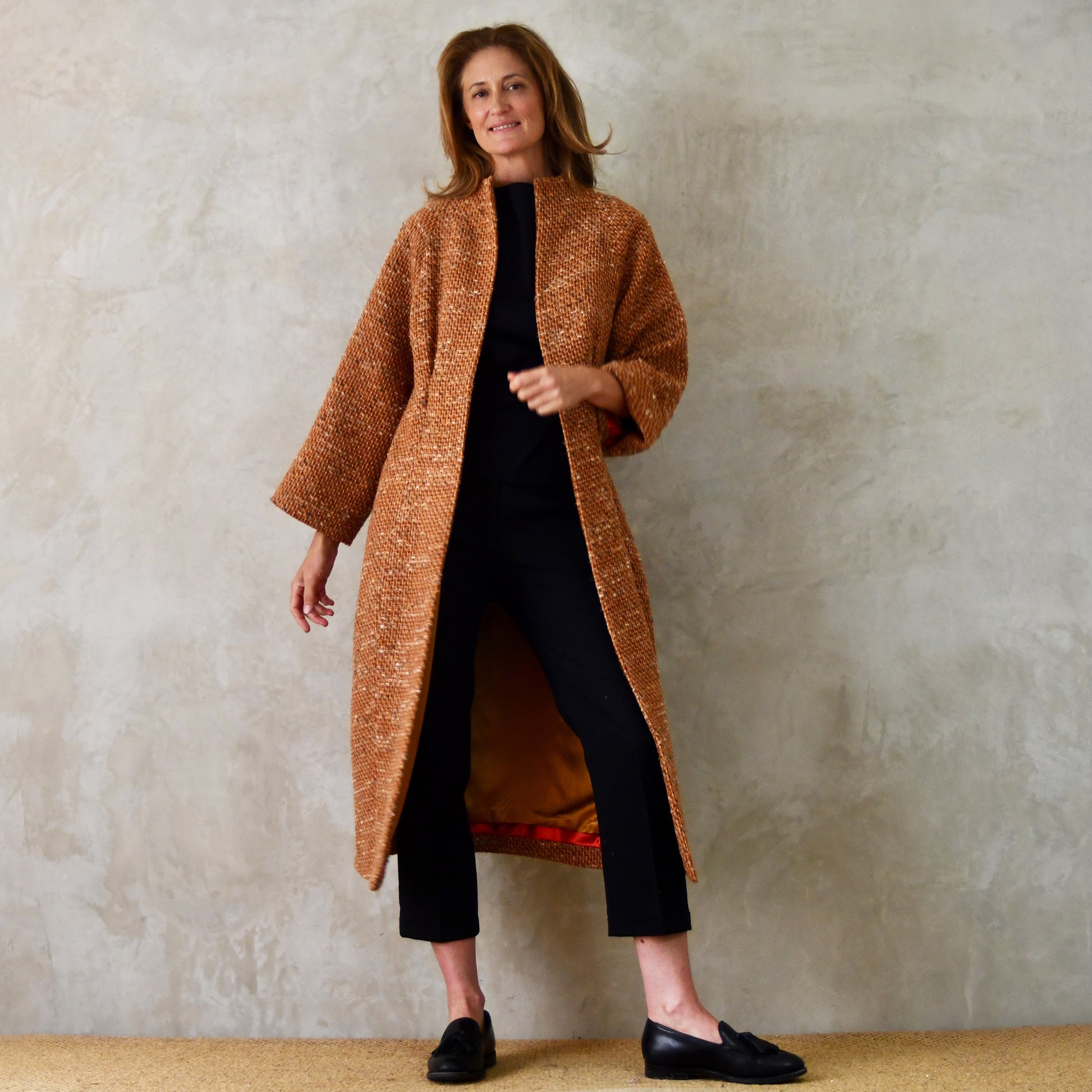 the long frink in burnt orange wool boucle image 8