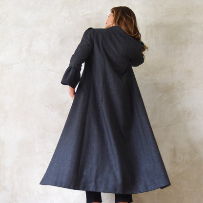 the delany coat in charcoal cashmere-lambswool herringbone flannel image 3